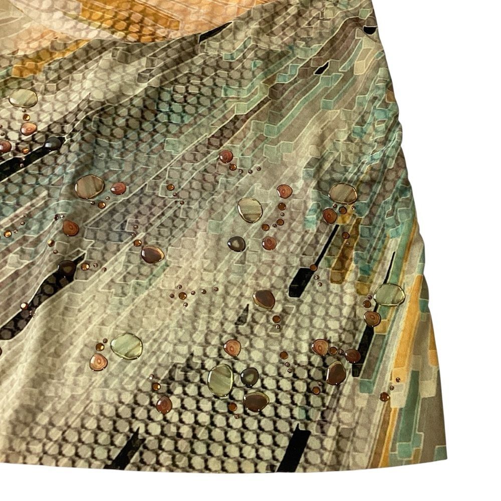 LA PERLA Y2K Mini Skirt IT 42 Geometric Print Y2K Embellished A-Line Italy Rare - Picture 3 of 10
